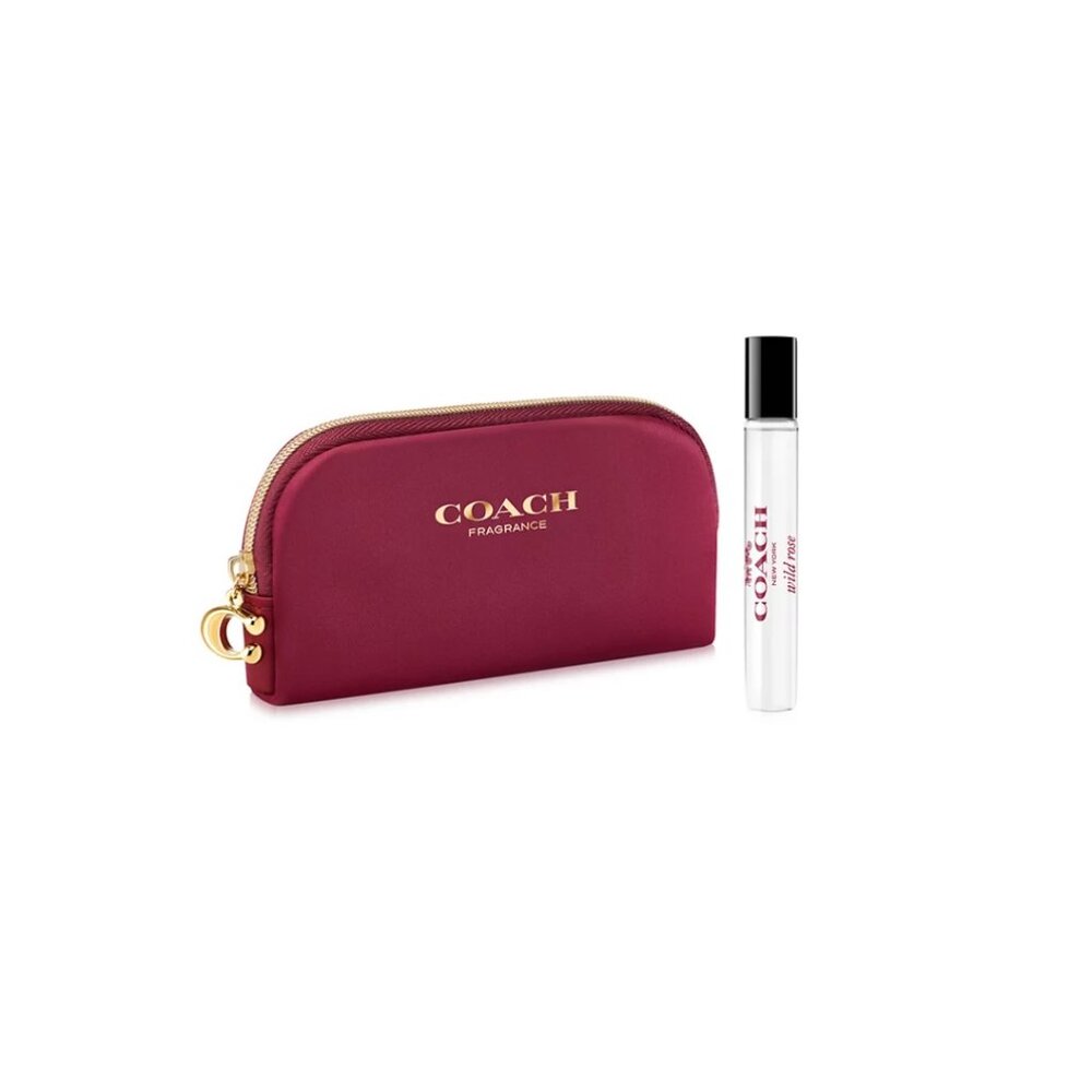 Coach Wild Rose Gift Set-EDP Rose Sweet-Maroon Pouch&Travel 7.5ml,0.25oz-2pc-NEW - Picture 13 of 16